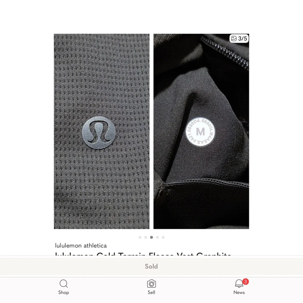 lululemon Cold Terrain Fleece Vest Graphite Grey Size Medium - Picture 3 of 5